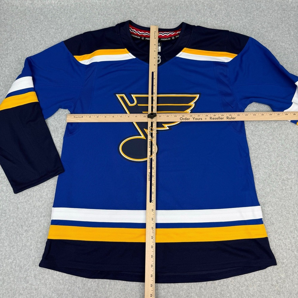 St Louis Blues Fanatics Premium Jersey Size 54 With Fight Strap Blue Home - Picture 3 of 4